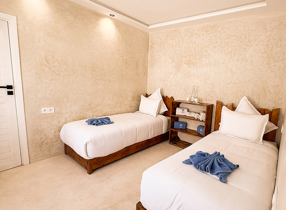 NewSpiritDakhla Bungalow Standard twin room accommodation for kiteboarding travelers in Dakhla Morocco