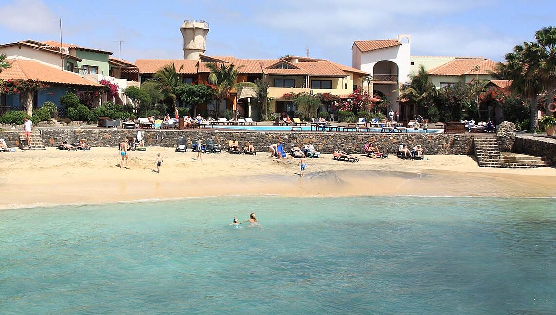 Beautiful beach with turquoise water at KBC Kitesurf Center Sal, Cape Verde - ideal kiteboarding travel destination