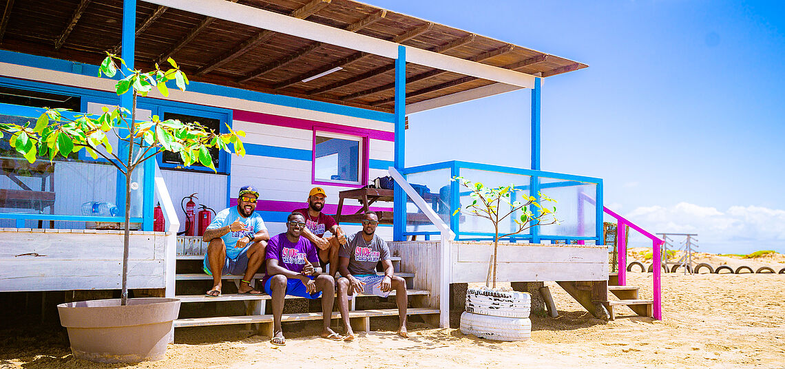 Aerial Cape Verde kite station on Sal at kite beach [KBC Sal — KBC Kitesurf Center Sal, Sal, Cape Verde]