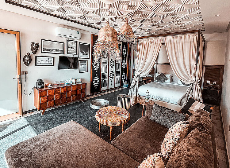 Luxe accommodatie met Afrikaanse inrichting bij KBC Kitesurf Center Dakhla Lagune, Marokko - Lagoon DakhlaClub