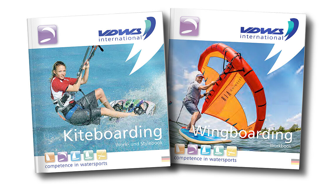 VDWS Lehrbuch Cover für Kiteboarding und Wingboarding Kurse - Kitesurfen lernen mit offiziellen Workbooks
