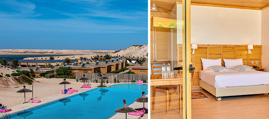 Luxe kitesurfing resort met zwembad en moderne kamers voor Wingfoil Event - perfecte watersport reisbestemming