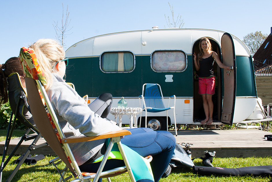 Drie vrouwen camping Welgelegen - KBC Hindeloopen kitesurfen Nederland
