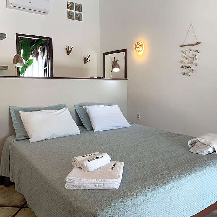 Quarto aconchegante na Pousada Mare Alta, KBC Parajuru - hospedagem ideal para kitesurfistas em Ceará, Brasil