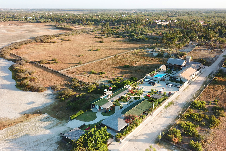 Aerial view of Kiteboarding Club KBC Parajuru in Ceará Brazil - premier kitesurfing beach destination